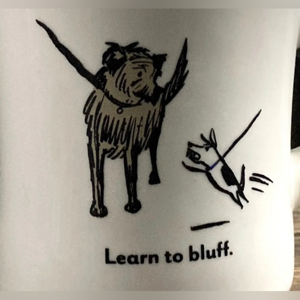 Vintage Restaurant Ware Bad Dog Wisdom Learn To Bluff | Heavy Ceramic Mug Cup - Picture 5 of 10